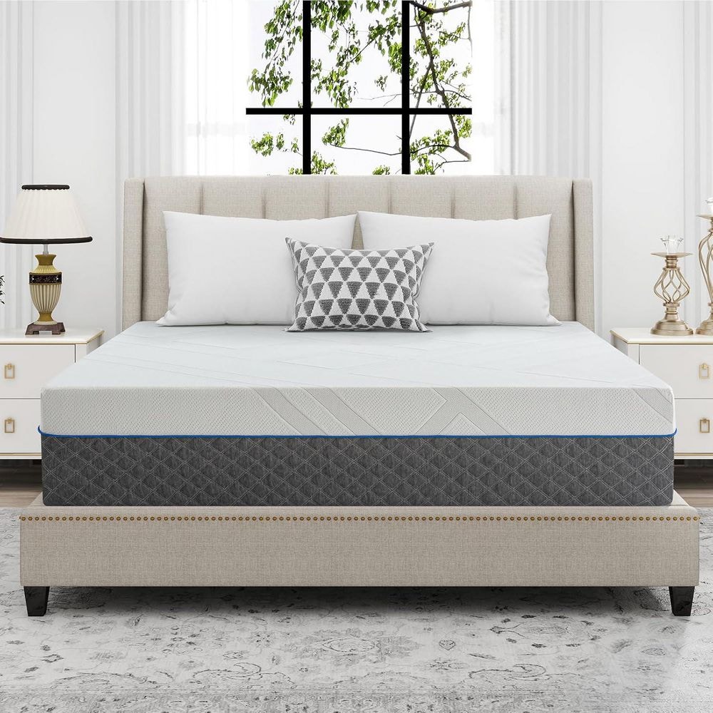 Luxury Gray Queen Medium Firm Innerspring Hybird Memory Foam Mattress 14 in. with Removable Cover, Mattress in A Box