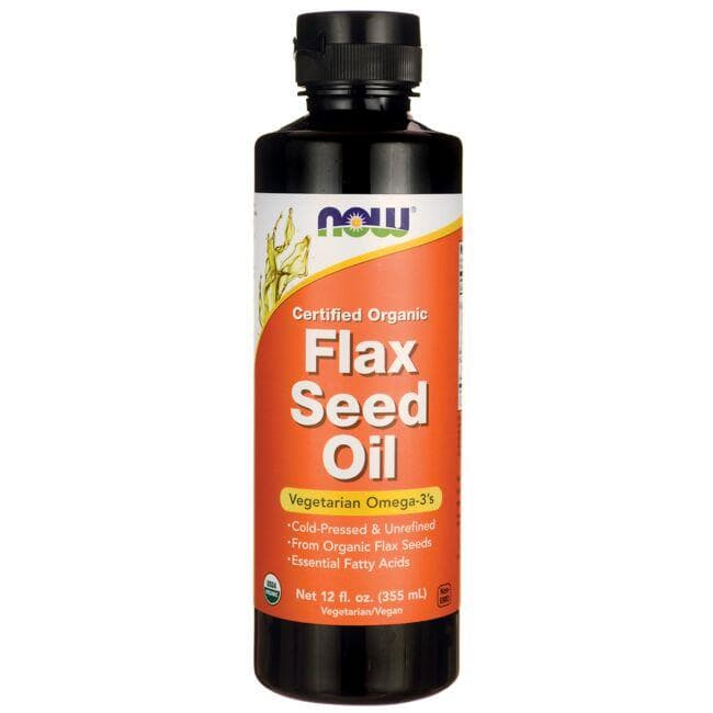 NOW Foods Certified Organic Flax Seed Oil | 12 fl oz Liquid