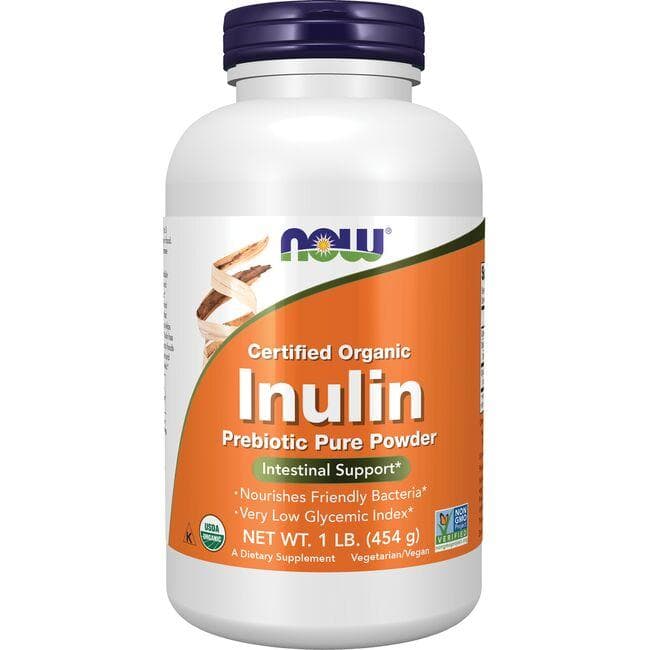 NOW Foods Certified Organic Inulin Prebiotic Pure Powder | 1 lb Powder | Probiotics
