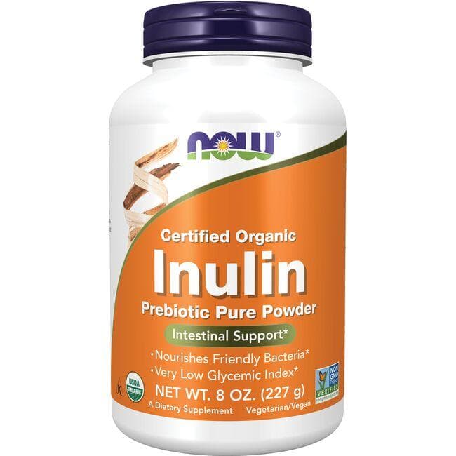 NOW Foods Certified Organic Inulin Prebiotic Pure Powder | 3.3 G | 8 oz Powder | Probiotics