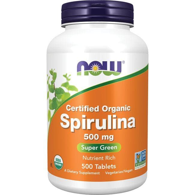 NOW Foods Certified Organic Spirulina Supplement Vitamin | 500 mg | 500 Tabs