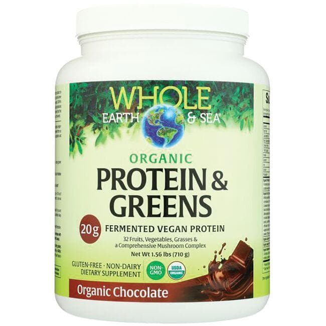 Natural Factors Whole Earth & Sea Organic Protein Greens - Chocolate | 20 G Protein 1.56 lbs Powder