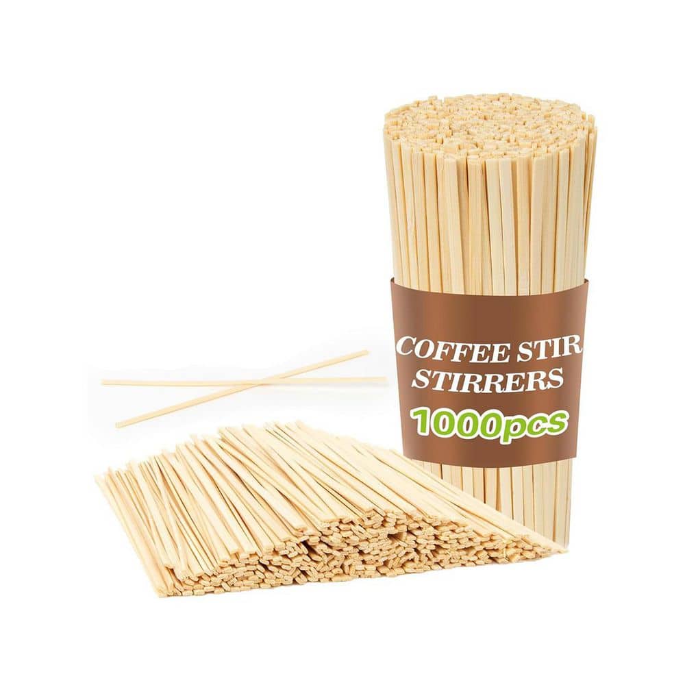 Natural Light Brown Disposable Bamboo Drink Stir Sticks Coffee Stirrers Hot Cold Beverages 1000 Per Case