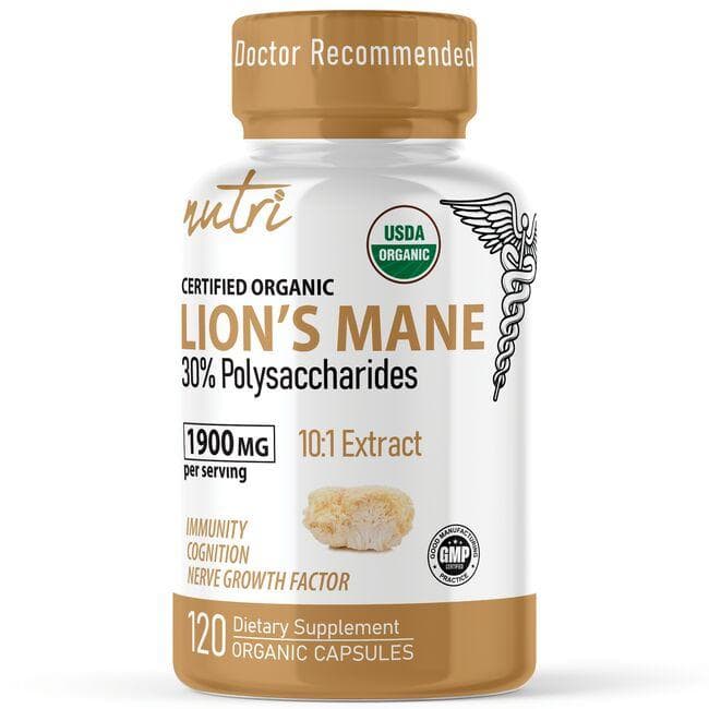 Nature's Fusions Nutri Certified Organic Lion's Mane Vitamin | 1900 mg | 120 Caps