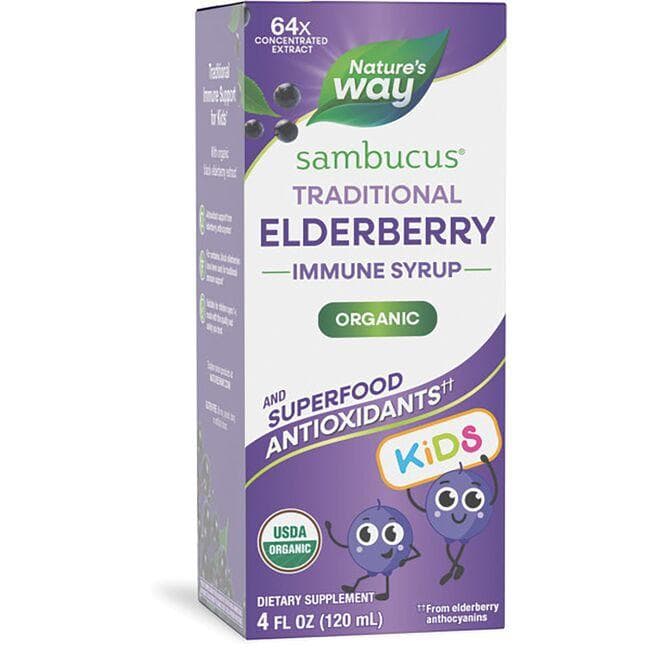 Nature's Way Kids Sambucus Traditional Immune Elderberry Syrup Vitamin | 4 fl oz Liquid