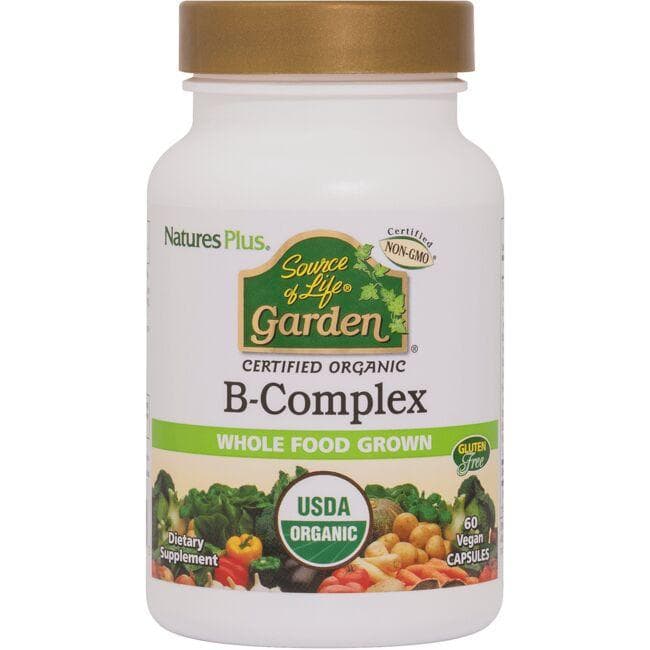 NaturesPlus Source of Life Garden Certified Organic B-Complex Vitamin | 60 Vegan Caps