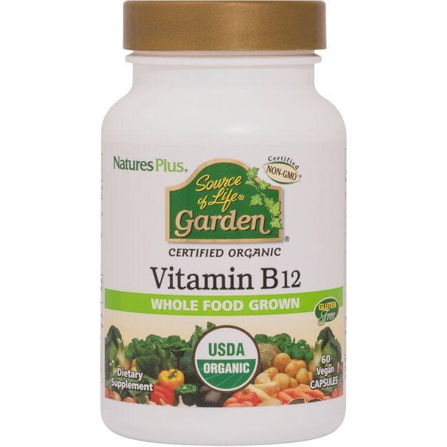 NaturesPlus Source of Life Garden Certified Organic Vitamin B12 | 60 Vegan Caps