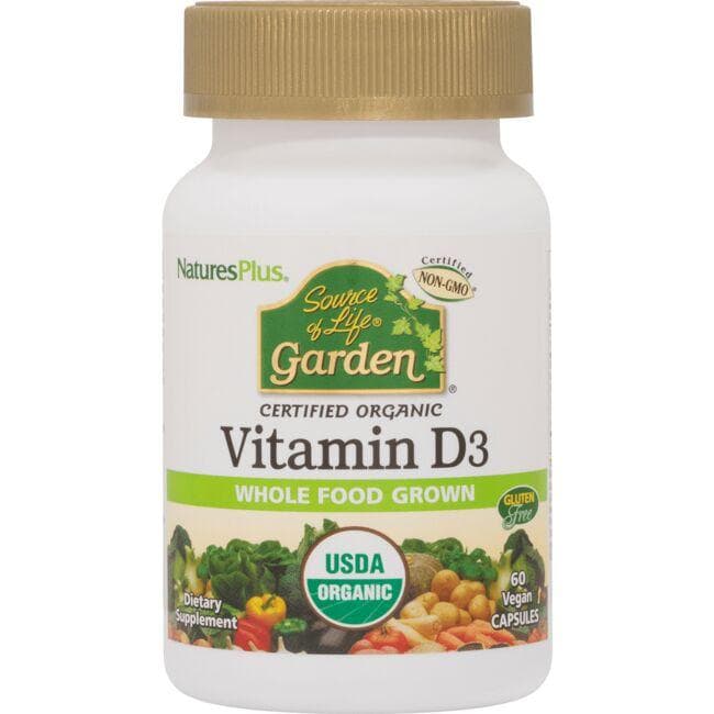 NaturesPlus Source of Life Garden Certified Organic Vitamin D3 | 5000 Iu | 60 Vegan Caps
