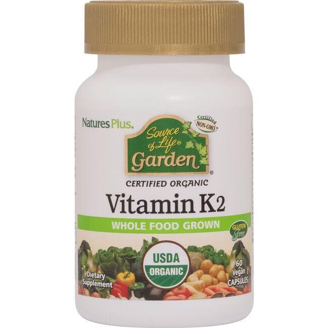 NaturesPlus Source of Life Garden Certified Organic Vitamin K2 | 60 Vegan Caps