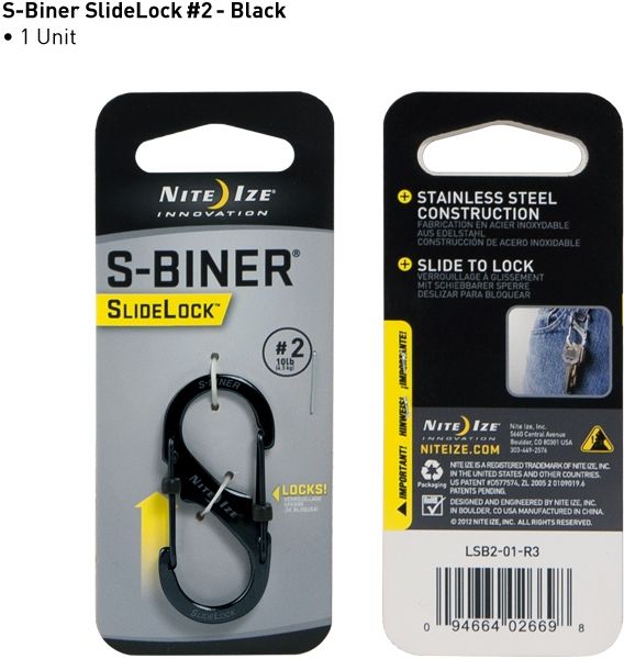 Nite Ize S-Biner SlideLock Size 2 Black