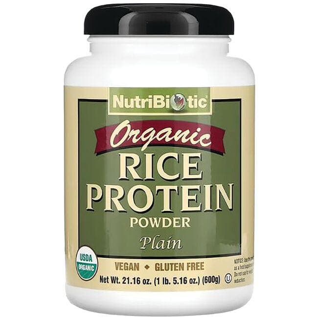 NutriBiotic Organic Rice Protein Powder - Plain | 12 G Protein 21.16 oz Powder