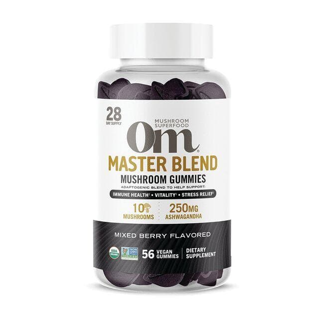 OM Mushrooms Master Blend Mushroom Gummies - Mixed Berry Vitamin | 56 Vegan Gummies