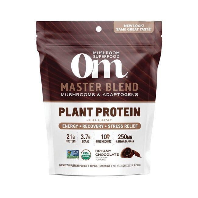 OM Mushrooms Master Blend Plant Protein - Creamy Chocolate | 19.26 oz Powder