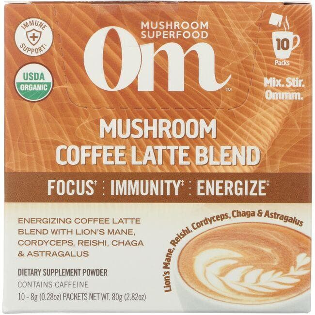 OM Mushrooms Mushroom Coffee Latte Blend Vitamin | 10 Packets