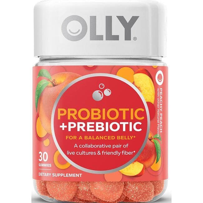 Olly Probiotic + Prebiotic - Peachy Peach Supplement Vitamin | 500 Million CFU | 30 Gummies