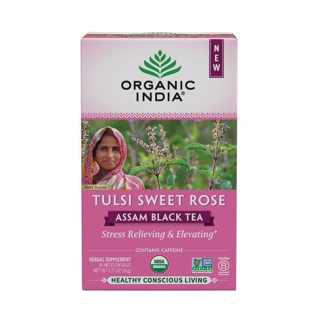 Organic India Tulsi Sweet Rose Assam Black Tea | 18 Bags