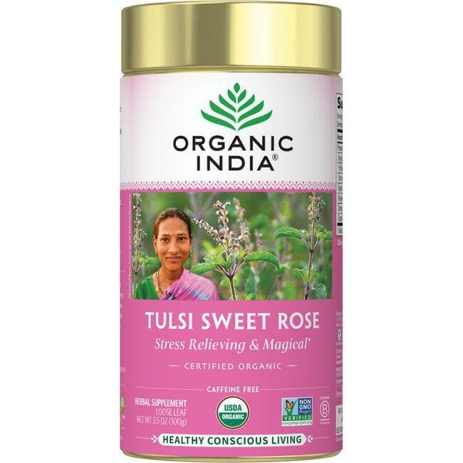 Organic India Tulsi Sweet Rose Loose Leaf Tea | 3.5 oz Can