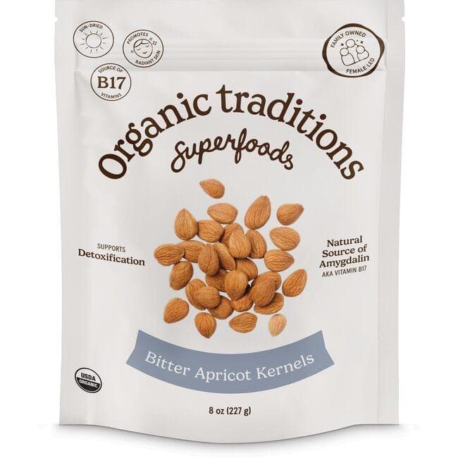 Organic Traditions Dried Bitter Apricot Kernels | 8 oz Package