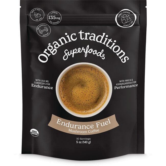 Organic Traditions Endurance Fuel Instant Mushroom Coffee Vitamin | 5 oz Powder