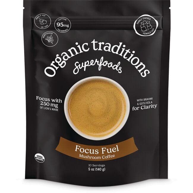 Organic Traditions Focus Fuel Instant Mushroom Coffee Vitamin | 5 oz Powder