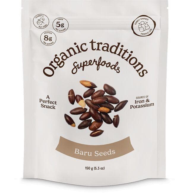 Organic Traditions Roasted Baru Seeds | 5.3 oz Package