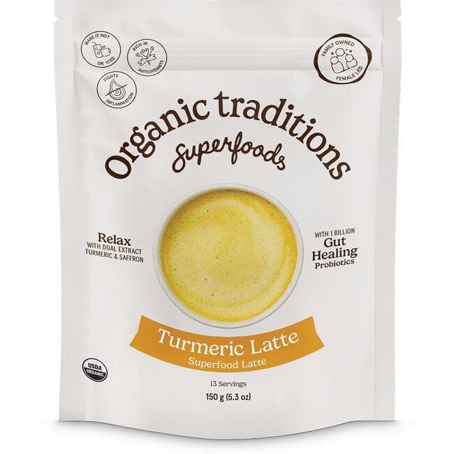 Organic Traditions Turmeric Latte with Saffron & Probiotics | 5.3 oz Package