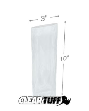 PB20310 3 x 10 in. Clear Poly Bags, 0.002 Gauge - Case of 1000