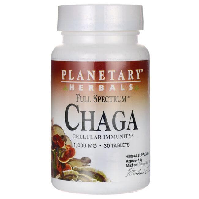 Planetary Herbals Full Spectrum Chaga Vitamin | 1000 mg | 30 Tabs | Herbs and Supplements