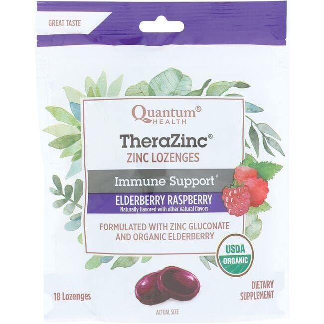 Quantum Health Therazinc Zinc Lozenges - Elderberry Raspberry Vitamin | 18 Loz