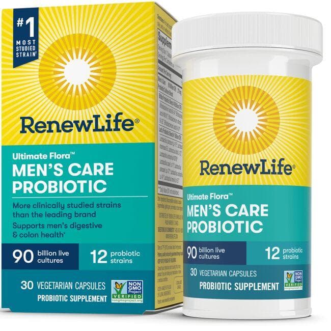 Renew Life Ultimate Flora Men's Complete Care Probiotic Supplement Vitamin | 90 Billion CFU | 30 Veg Caps