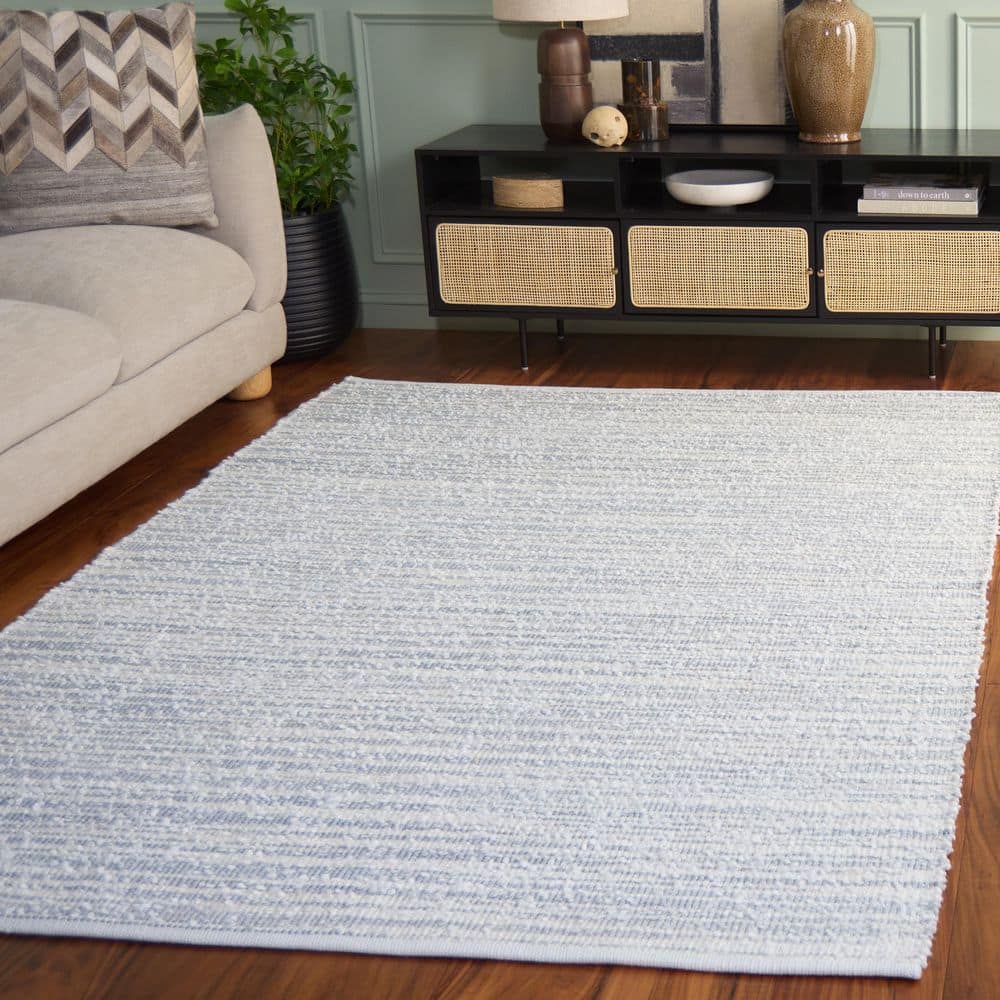 Renewal 6 ft. x 6 ft. Light Blue/Ivory Abstract Striped Square Area Rug