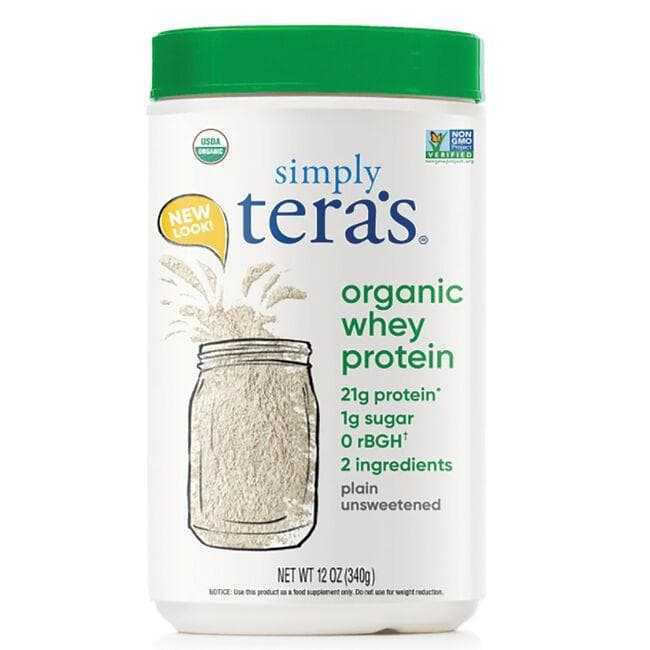 Simply Tera's Organic Whey Protein - Plain Unsweetened Vitamin | 21 G Protein | 12 oz Powder