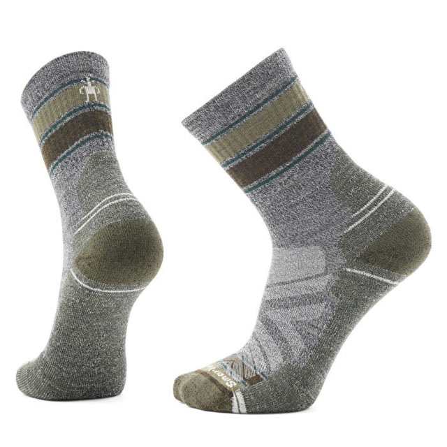 Smartwool Hike Light Cushion Striped Mid Crew Socks - Men's Ash/Charcoal Extra Large