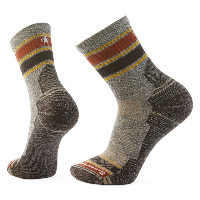Smartwool Hike Light Cushion Striped Mid Crew Socks - Men's Taupe/Natural Marl Large