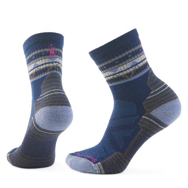 Smartwool Hike Light Cushion Zig Zag Valley Mid Crew Socks - Women's Alpine Blue Small
