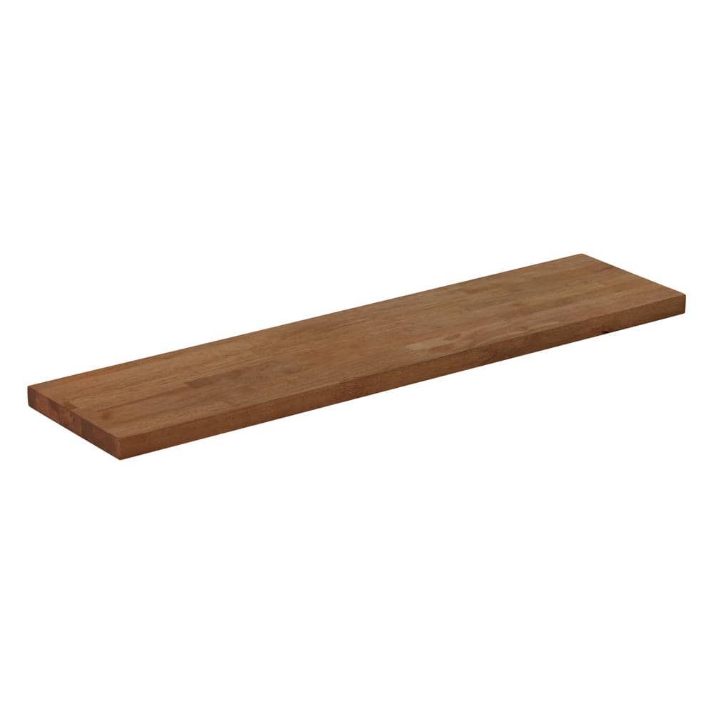Solid Wood Butcher Block Shelf 96in. W X 12in. D X 1.5in. H in Honey Stained Hevea