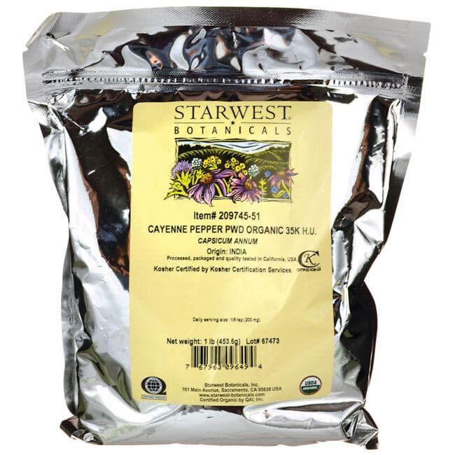 Starwest Botanicals Cayenne Pepper Pwd Organic | 1 lb Package