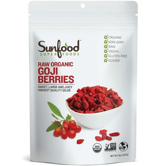 Sunfood Raw Organic Goji Berries | 8 oz Package