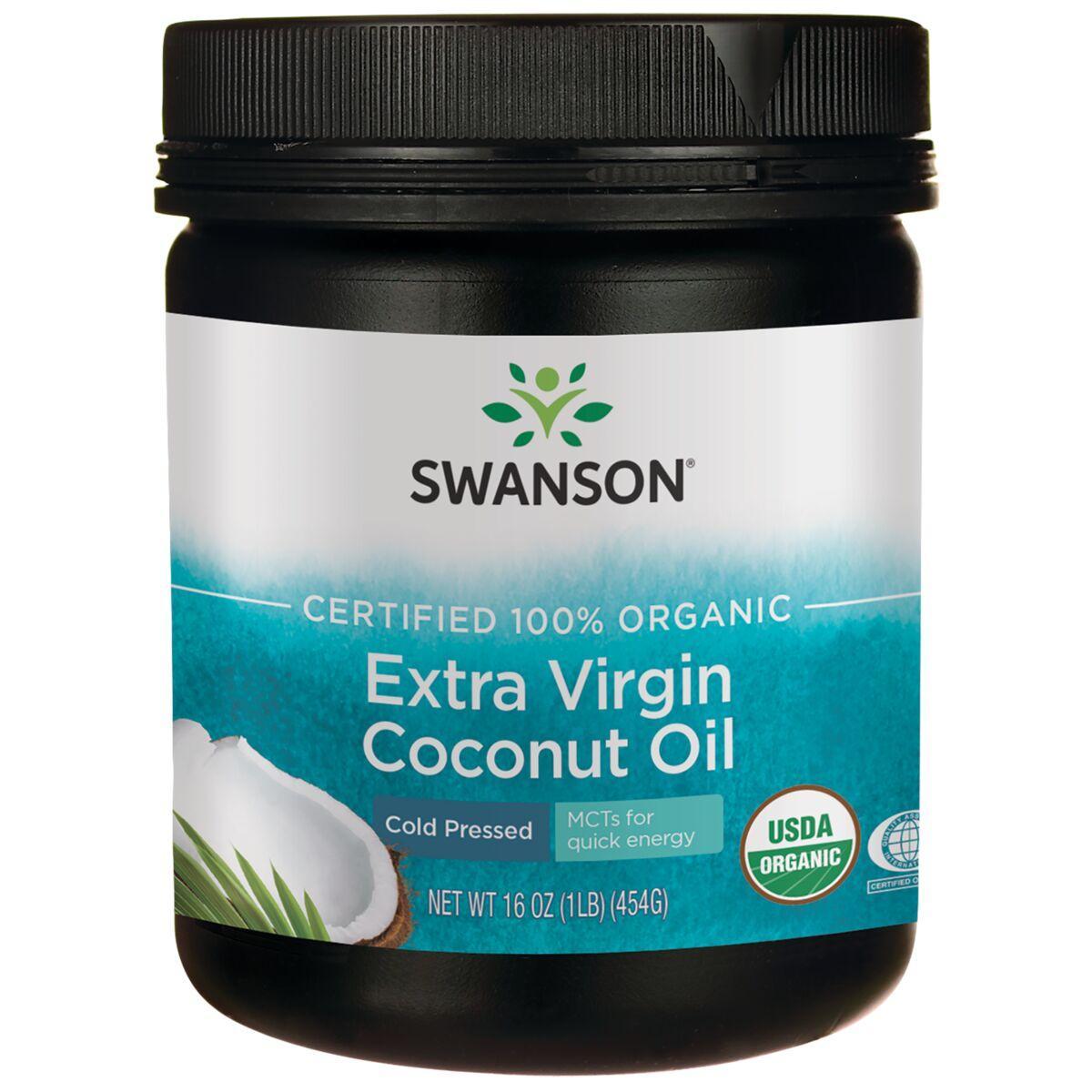 Swanson Vitamins 100% Organic Extra Virgin Coconut Oil - Cold Pressed Vitamin | 16 oz Solid Oil