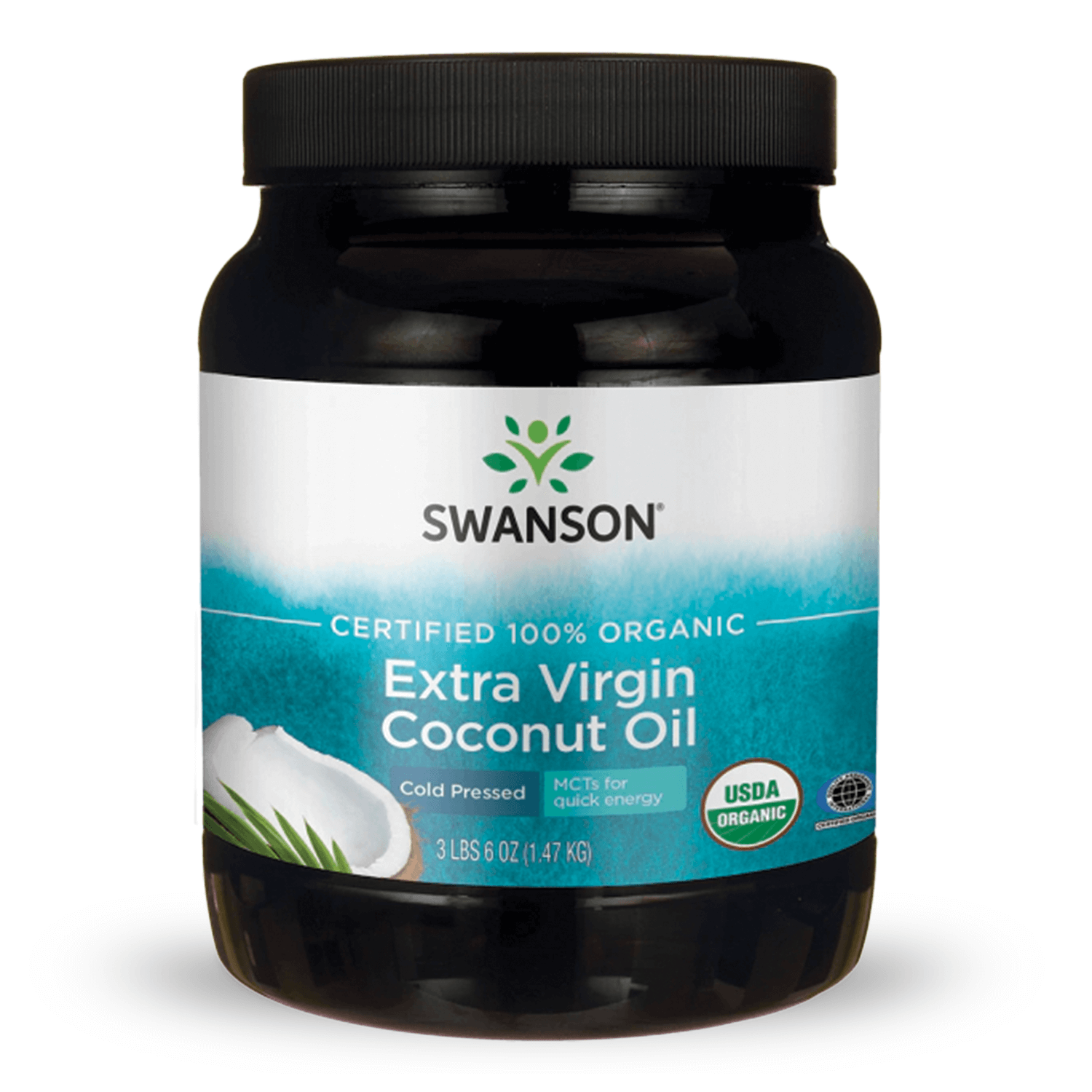 Swanson Vitamins 100% Organic Extra Virgin Coconut Oil - Cold Pressed Vitamin | 3 lb 6 oz Solid Oil