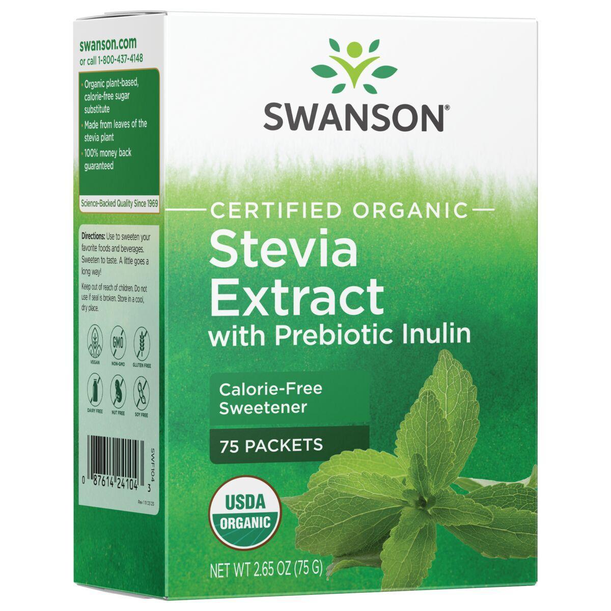 Swanson Vitamins Certified Organic Stevia Extract with Prebiotic Inulin | 75 Packets