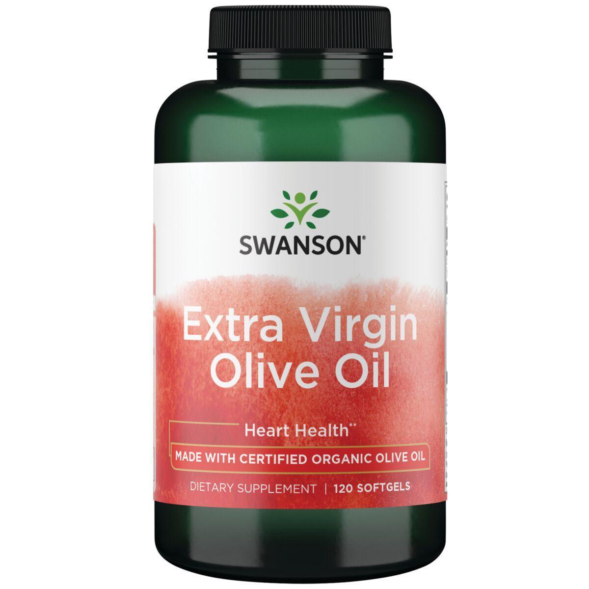 Swanson Vitamins Extra Virgin Olive Oil - Made with Certified Organic Supplement Vitamin | 1000 mg | 120 Soft Gels