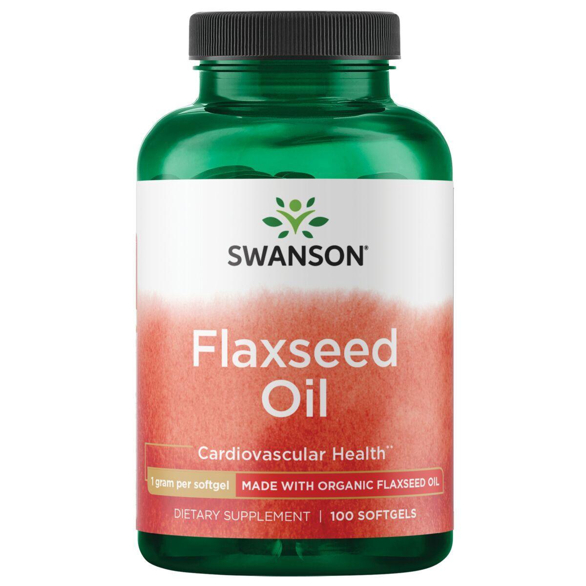 Swanson Vitamins Flaxseed Oil Made with Organic Supplement Vitamin | 1 G | 100 Soft Gels