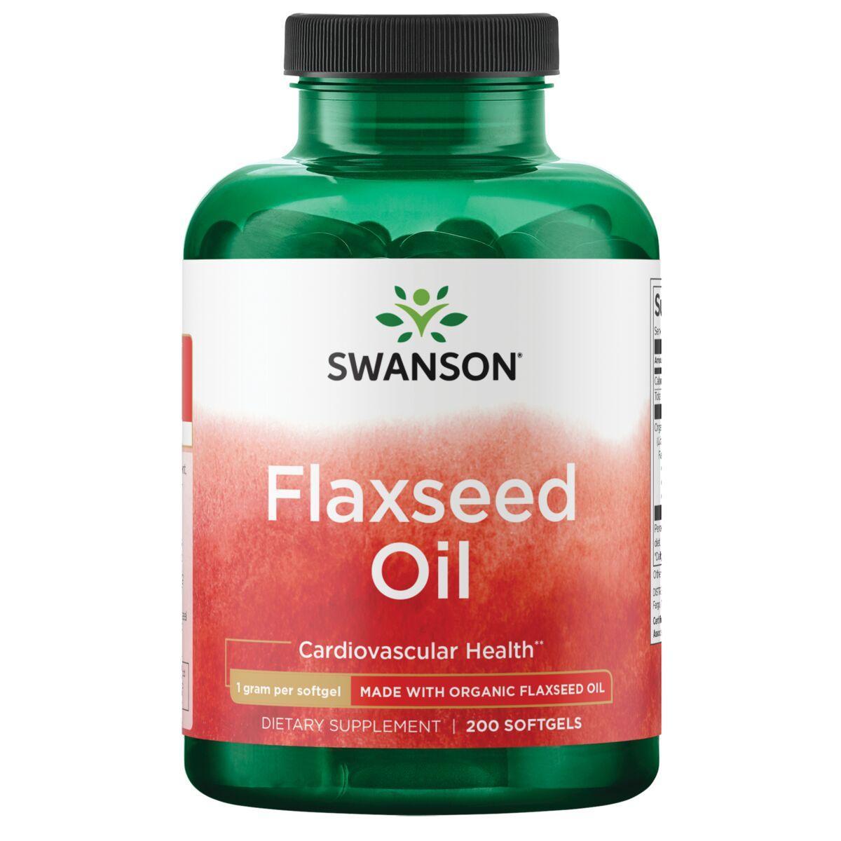 Swanson Vitamins Flaxseed Oil Made with Organic Supplement Vitamin | 1 G | 200 Soft Gels