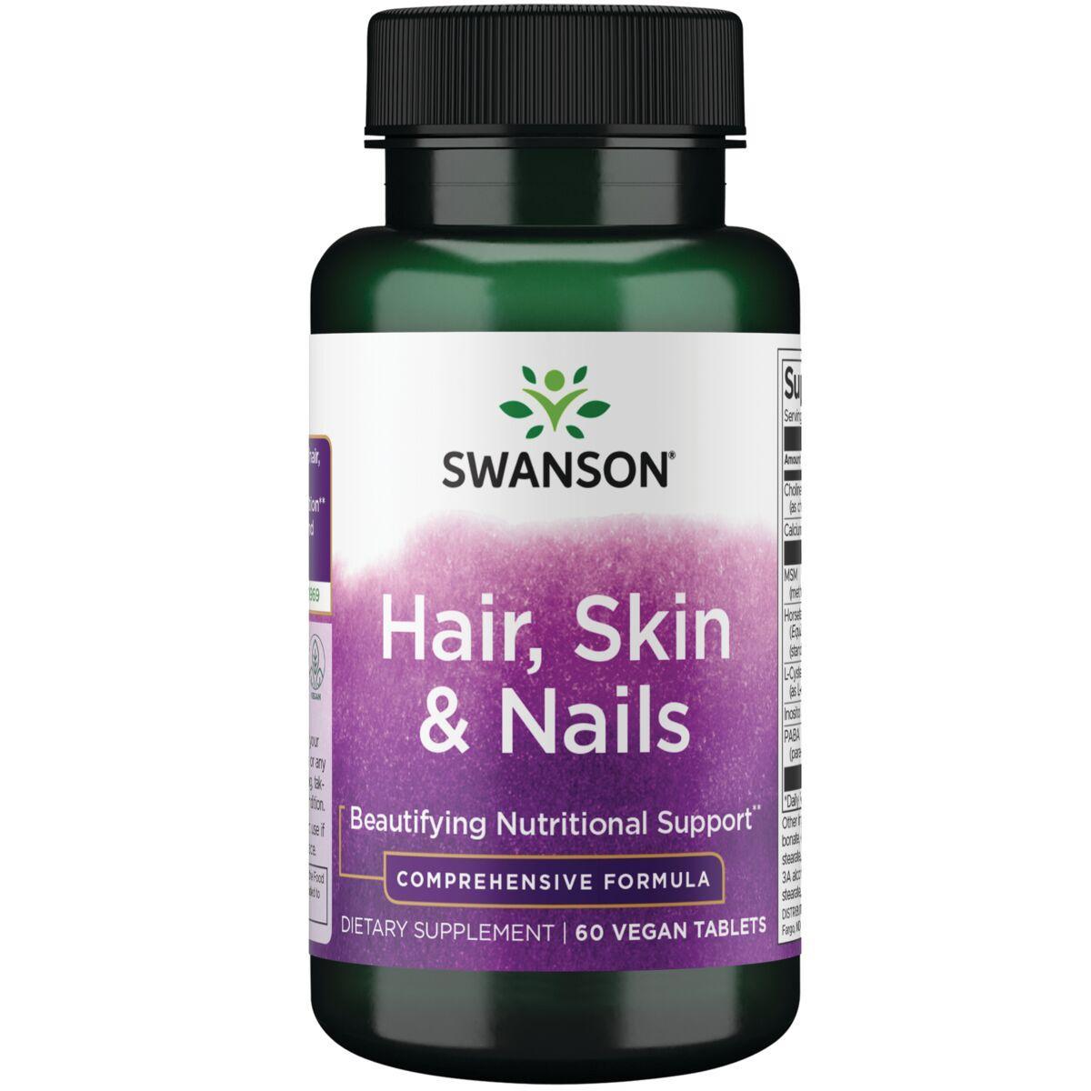 Swanson Vitamins Hair, Skin & Nails Vitamin | 60 Vegan Tabs