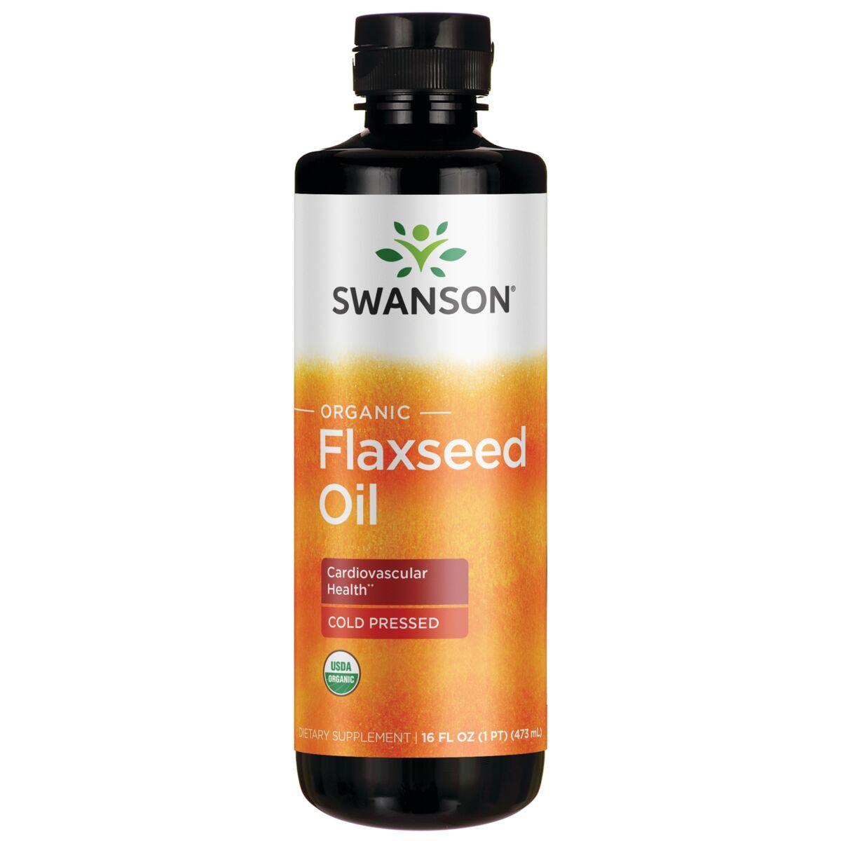 Swanson Vitamins Organic Flaxseed Oil - Cold Pressed | 14 G 16 fl oz Liquid