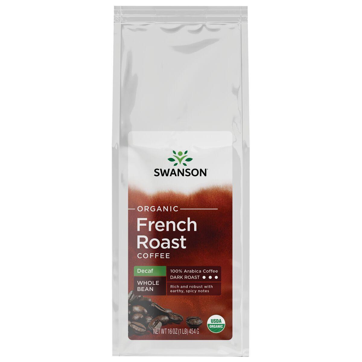 Swanson Vitamins Organic French Roast Decaf Whole Bean Coffee - Dark | 16 oz Package