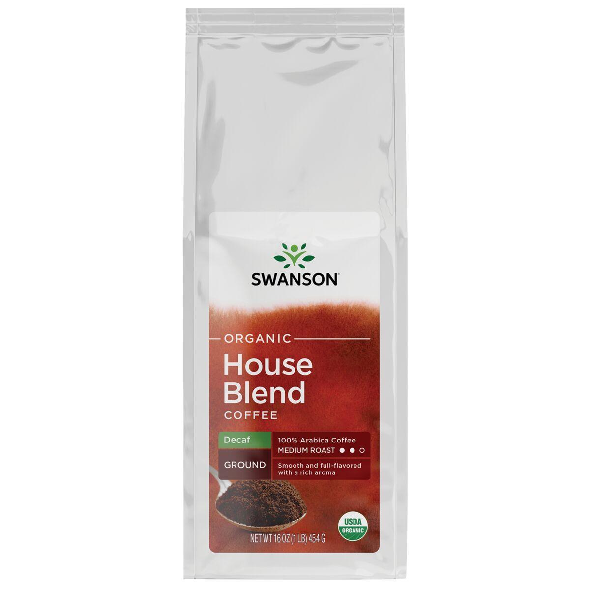 Swanson Vitamins Organic House Blend Decaf Ground Coffee - Medium Roast | 16 oz Package