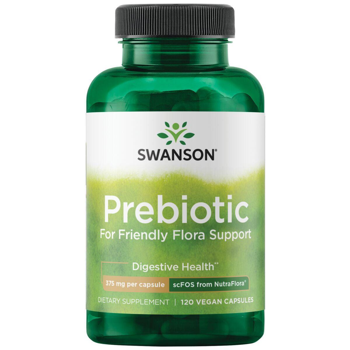 Swanson Vitamins Prebiotic for Friendly Flora Support - scfos fromnutraflora Supplement Vitamin | 375 mg | 120 Vegan Caps | Probiotics
