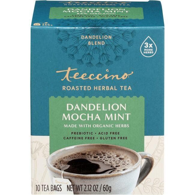 Teeccino Roasted Herbal Tea - Dandelion Mocha Mint | 10 Bags